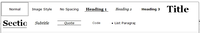 Screenshot of Microsoft Word Styles panel